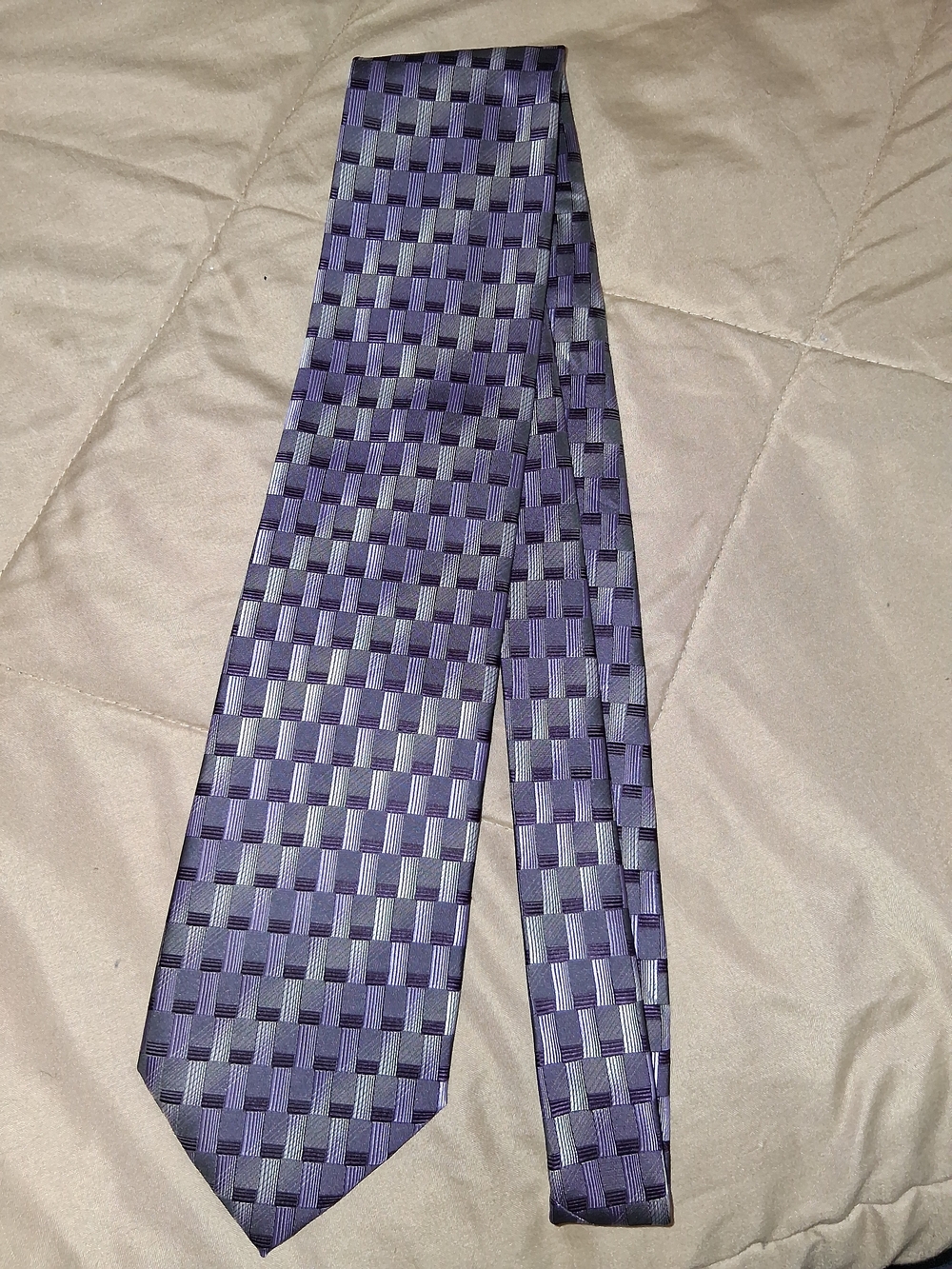 Men's Woven Checkerboard Tie in Purple